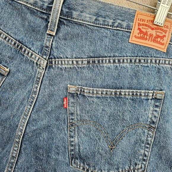 Levis High Waisted Mom Shorts 20W Medium Blue Wash Denim Jean Jorts Cotton Plus - Picture 11 of 14